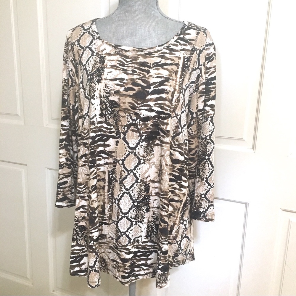 JM Collection Cheetah Quarter Sleeve Top